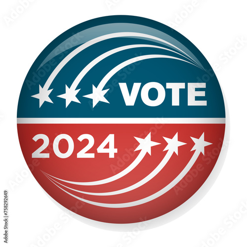 Voting 2024 Icon with Vote, Government, and Patriotic Symbolism and Colors
