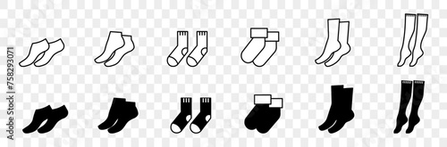 Socks, underwear vector icon. Trunks of underwear, socks, socks, pants in a line style, outline itsons collection. Socks icon eps10