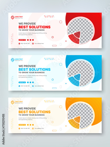 Digital marketing agency and corporate facebook cover or web banner bundle set template