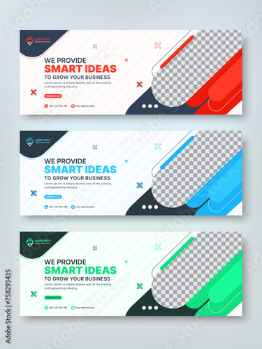 Online marketing webinar social media facebook cover banner bundle set template