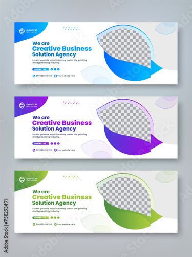 Business social media promotion facebook banner bundle template set 