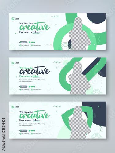 Creative digital marketing agency and corporate facebook cover or web banner bundle set template