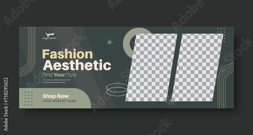 Fashion sales social media retro banner design or fashion facebook cover banner template