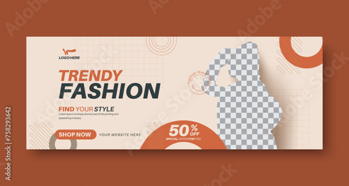Fashion facebook cover or trendy fashion sale or social media facebook cover banner template