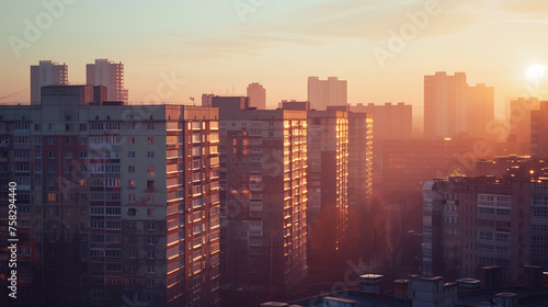 Sunset Over Urban High-Rises