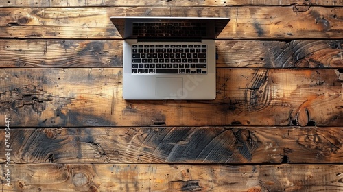Laptop Computer on Wooden Table