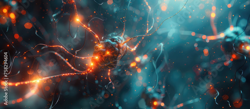 This image shows a detailed render of a neural network with brain cells interconnected by bright pathways © Mik Saar