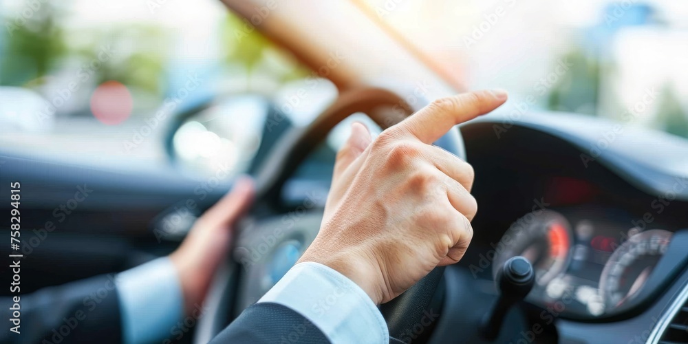 Charting the Course: A Driver's Hand Points the Way Forward, Symbolizing Direction and Decision in Mobility, Generative AI Charting the Course: A Driver's Hand Points the Way Forward, Symbolizing Direction and Decision in Mobility, Generative AI