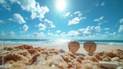 Sunglasses Resting on Sandy Beach