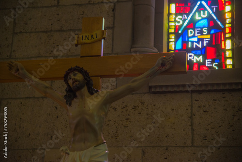 Sainte anne beaupré, Canada - April 14 2018: Statue of Jesus Christ in Basilica Sainte Anne Beaupré in Quebec photo