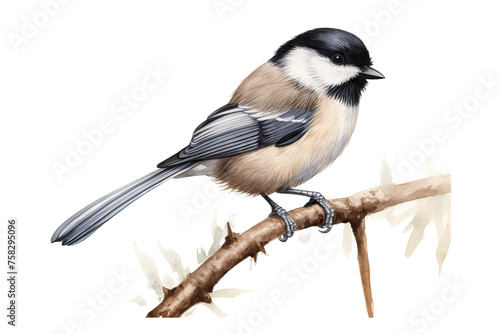 white bird marsh poecile background palustris perched tit illustration branch branch illustration forest tit bird watercolor chickadee realistic cute tree hand marsh small drawn