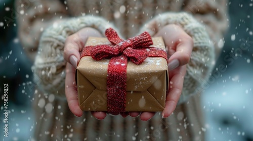 Person Holding Wrapped Present