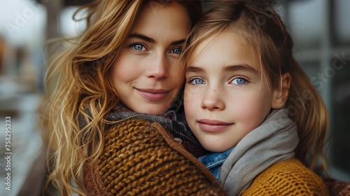Two Women Hugging by Window