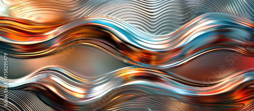 Metallic waves merge and flow in a seamless pattern of reflective shades, creating a mesmerizing abstract