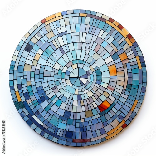 Beautiful circle mosaic tile pattern for entrance hall or hallway isolated on white background.