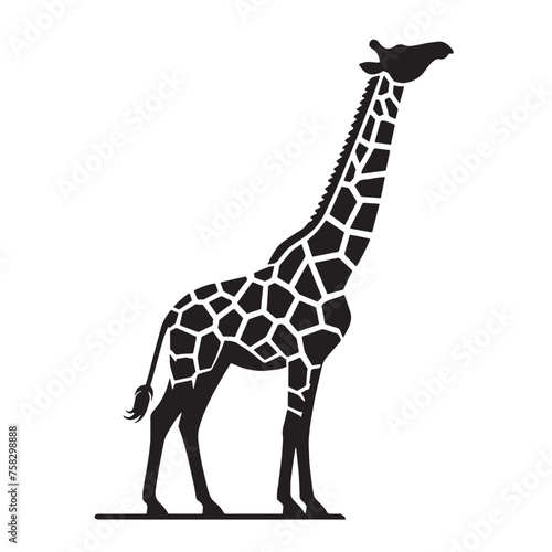  Retro Styled Giraffe Silhouettes, Silhouettes of Towering Giraffes, Black & White Silhouette Series