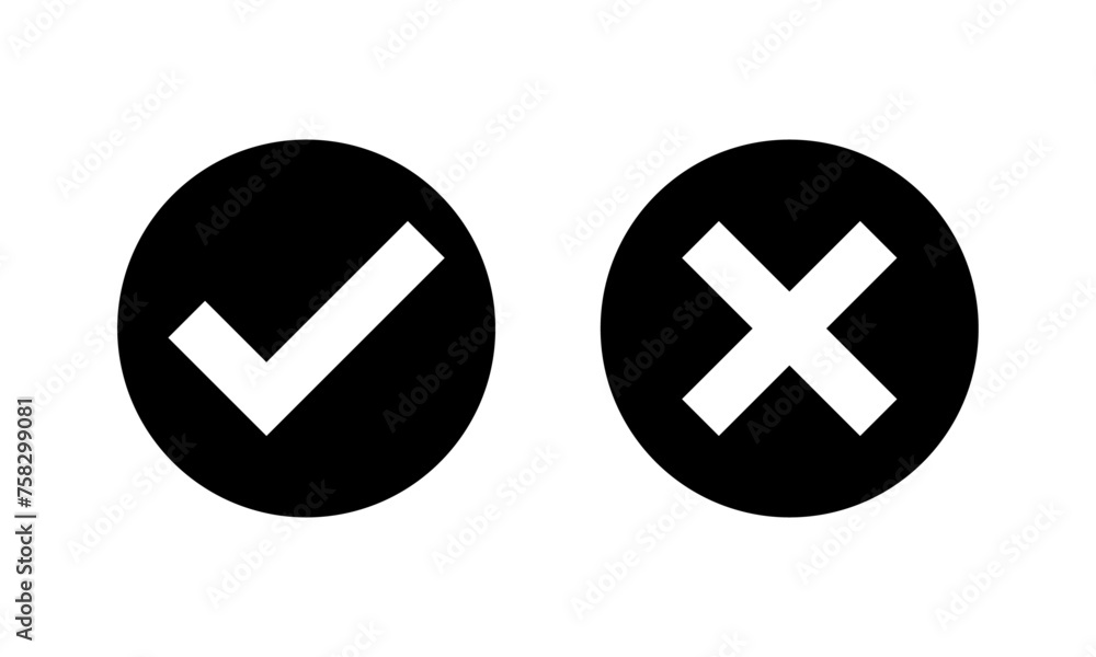 Fototapeta premium Check mark and cross mark icons