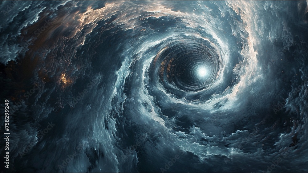 Obraz premium Black Hole Cosmic Event Horizon Ripple In Spacetime Wormhole Gravity Well