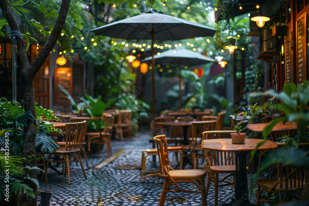 Escape to a peaceful oasis amidst lush greenery, perfect for unwinding with your favorite brew