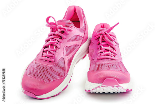 Pair of modern sport shoes on white background