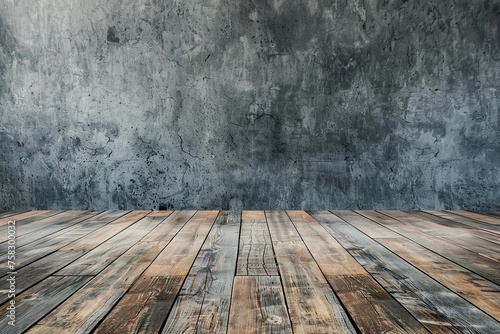 Wooden floor with grey wall in apartment