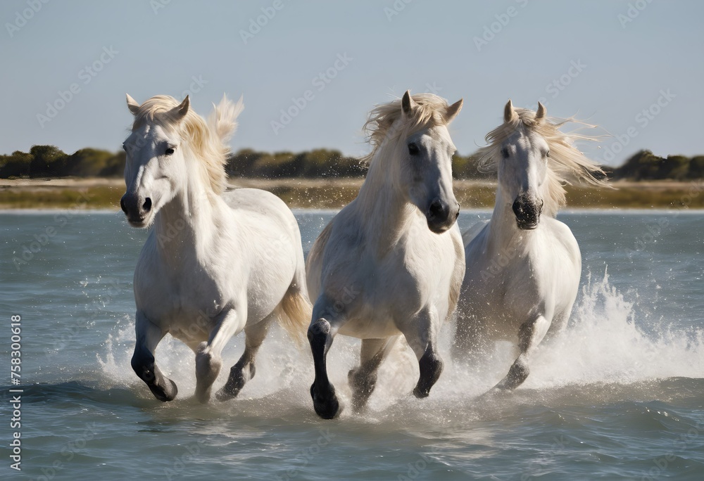 Obraz premium Horses galloping through the sea