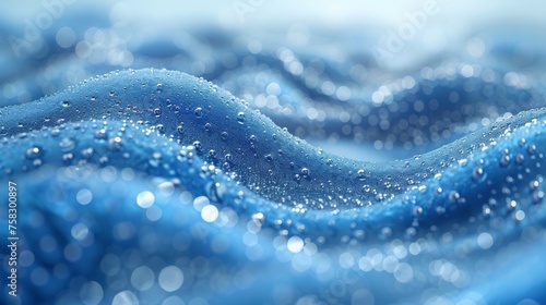 a close up of water bubbles on the surface of a body of water with a blue sky in the background.