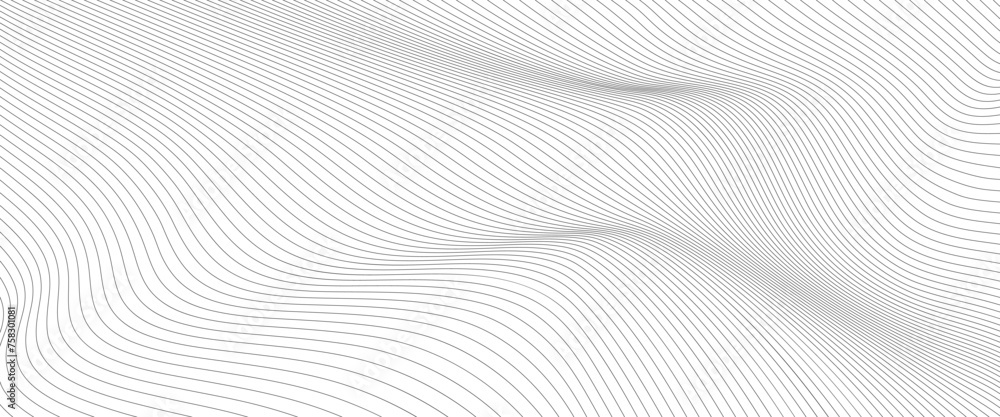 vector Illustration of the wavy pattern of black lines on white background. 