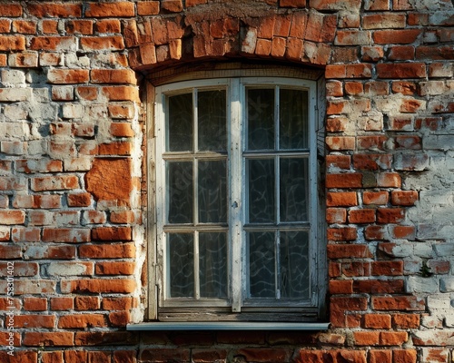Modern White Window in Brick Wall - Architectural Interior Design
