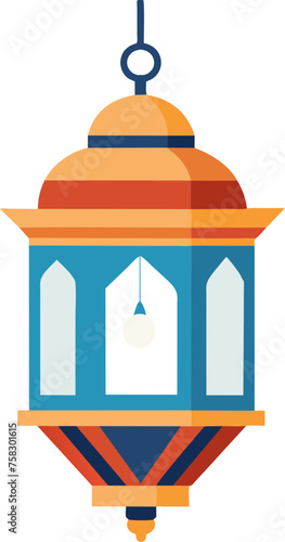 Elegant Blue 3D Ramadan Lantern Icon: Ornamental Vector Graphic for Islamic Festivity