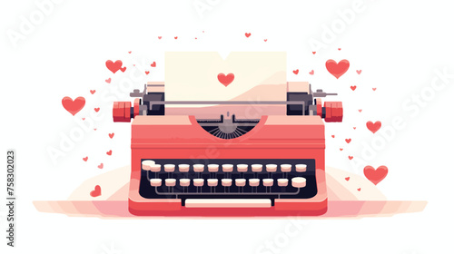 A vintage typewriter with a half-written love lette photo