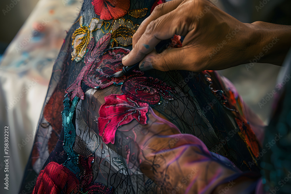 a fashion designer's hands draping fabric and creating garment patterns on a mannequin, showcasing the artistry and innovation in fashion design a fashion designer's hands draping fabric and creating garment patterns on a mannequin, showcasing the artistry and innovation in fashion design