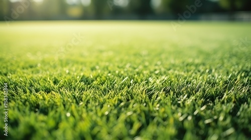 Green synthetic turf soccer field with goal and shadow for optimal sports ground © sorin
