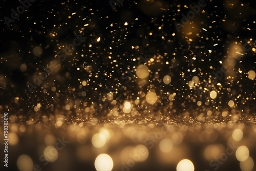Celebratory background with gold glitter on black