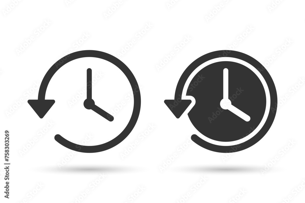 History vector icon line, and solid. Time, Clock, History icon. History vector icon line, and solid. Time, Clock, History icon.