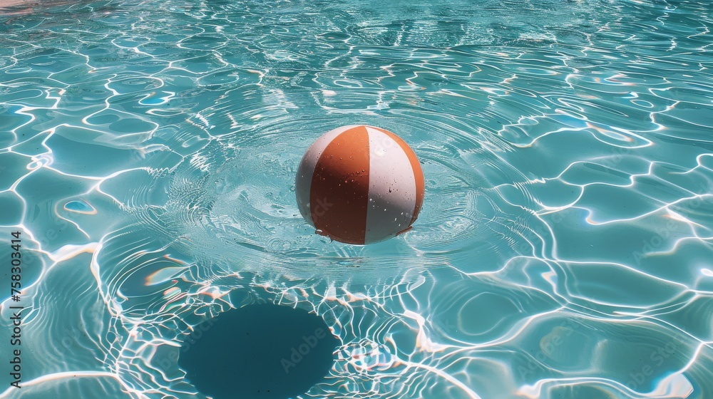 Floating Orange and White Ball in Pool