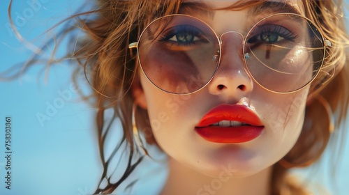 Close Up of Woman Wearing Sunglasses