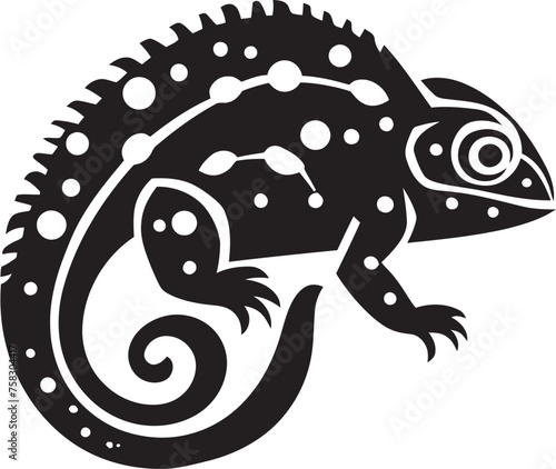 Carbon Camouflage: Dark Chameleon Logo Icon Inked Invisibility: Chameleon Silhouette Emblem