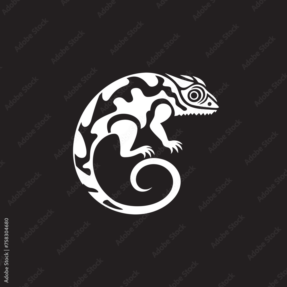 Stealth Stripes: Black Chameleon Logo Vector Emblem Shadowy Serenade: Chameleon Silhouette in Black Icon Stealth Stripes: Black Chameleon Logo Vector Emblem Shadowy Serenade: Chameleon Silhouette in Black Icon