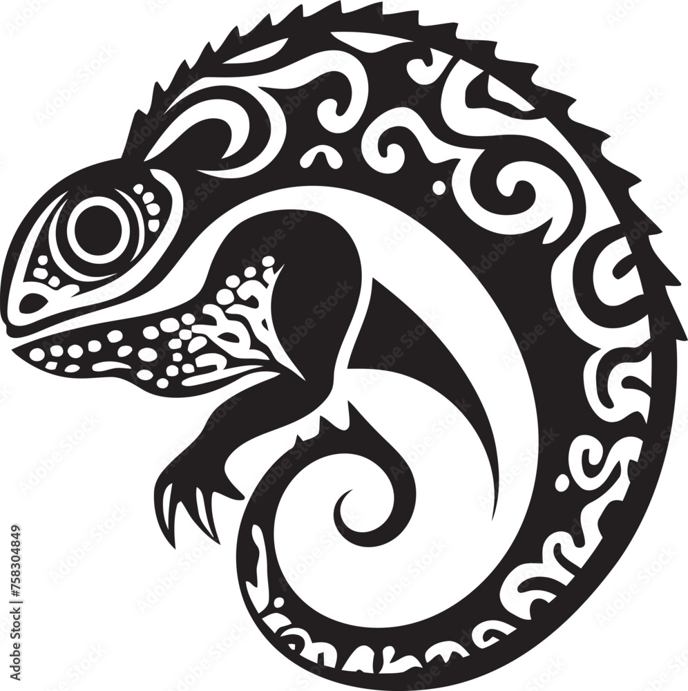 Shadowy Shift: Chameleon Silhouette Icon in Black Onyx Adaptation: Black Chameleon Emblem Design Shadowy Shift: Chameleon Silhouette Icon in Black Onyx Adaptation: Black Chameleon Emblem Design