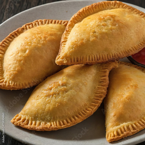 Empanadillas con salsa en un plato