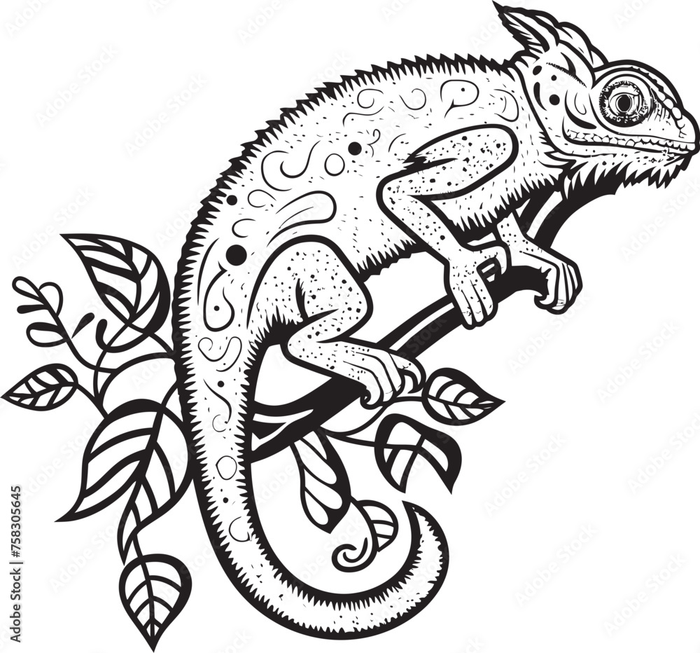 Noir Navigator: Black Chameleon Logo on Twig Emblem Camo Crawl: Chameleon on Dark Twig Icon Noir Navigator: Black Chameleon Logo on Twig Emblem Camo Crawl: Chameleon on Dark Twig Icon