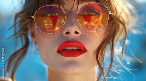 Close Up of Woman Wearing Sunglasses