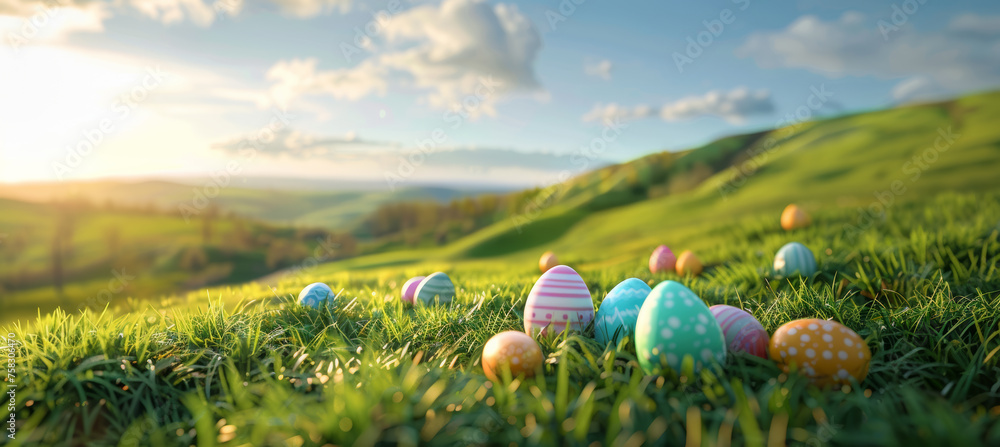 Sunny Hillside and Cheerful Eggs