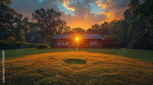 Sun Setting in Backyard