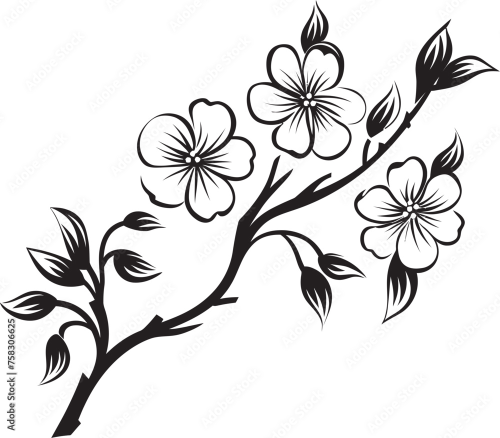 Obsidian Cherry Blossom: Black Logo on Sakura Branch Ebony Petal Perch: Cherry Blossom Vector in Black Obsidian Cherry Blossom: Black Logo on Sakura Branch Ebony Petal Perch: Cherry Blossom Vector in Black