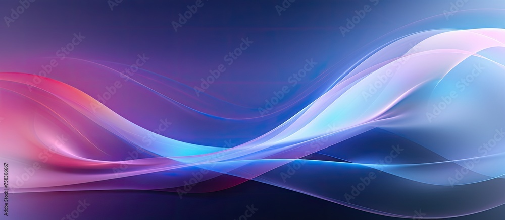 A gradient of electric blue and magenta waves on a dark blue background resembling a watercolor painting. The sky and horizon blend seamlessly with hints of violet and purple clouds A gradient of electric blue and magenta waves on a dark blue background resembling a watercolor painting. The sky and horizon blend seamlessly with hints of violet and purple clouds