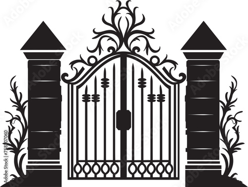 "Welcoming Thresholds: Church Entrances Featuring Scrolls and Iconic Black Logo Vectors" "Elegance Unveiled: Church Gates Enhanced by Scrolls and Bold Black Logo Vectors"