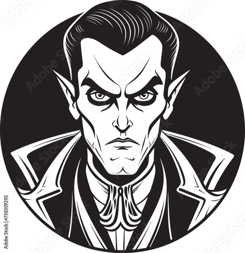 Whispering Darkness: Macabre Vampire Logo in Obsidian Midnight Sonata: Chilling Vampire Vector Badge