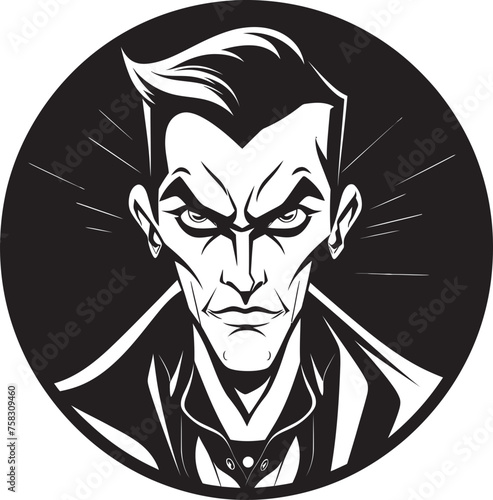 "Lurking Lament: Sinister Vampire Icon Design" "Vampiric Vortex: Creepy Vampire Vector Emblem"